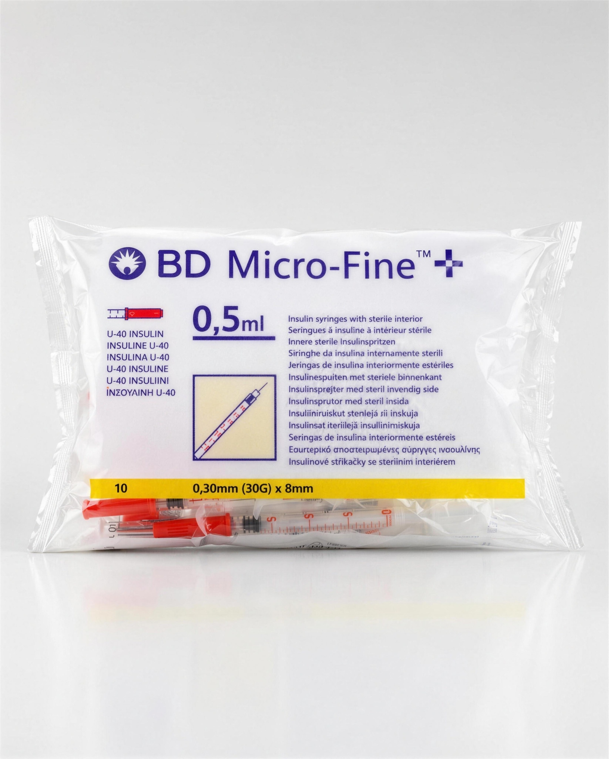 Insulinsprøjte 0,5 ml + nål 10x